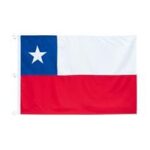 BANDERA CHILENA 100 % TELA ESTRELLA BORDADA  ( 120 CM X 180 CM)